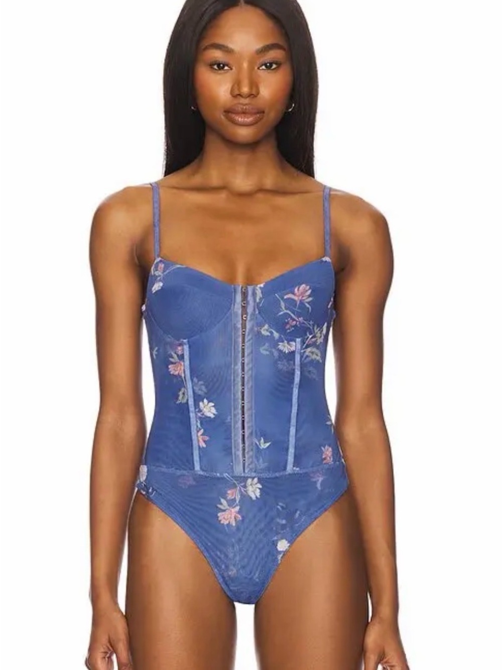 Free people night rhythm bodysuit blue floral combo NWT XS